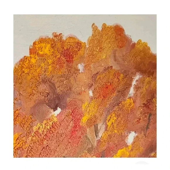 Vintage Mid-Century Painting Fall Autumn Landscape Barn Tree Signed 20x16 in - Picture 6 of 14